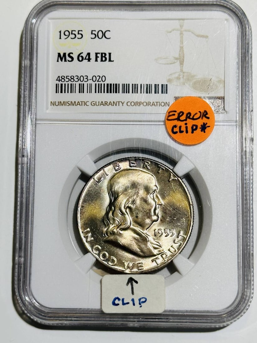 1955 P Franklin Half Dollar NGC MS 64 FBL Uncirculated Silver Coin: 1955 P Franklin Half Dollar NGC MS 64 FBL Uncirculated Silver Coin This 1955 P Franklin Half Dollar is certified by NGC with a grade of MS 64, indicating its uncirculated condition. Featuring a silver