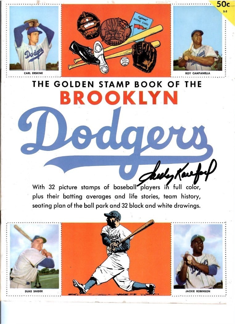 Sandy Koufax Autographed 1955 Golden Stamp Book with 32 Stickers COA (1 of 4)