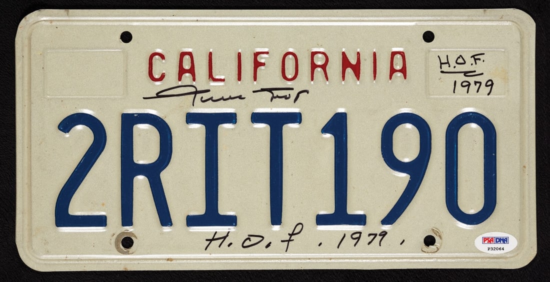 Willie Mays Signed California License Plate with PSA Authentication (1 of 2)