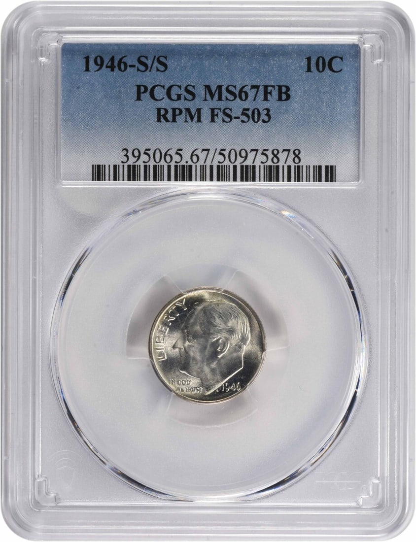 1946-S/S Roosevelt Dime MS67FB Certified PCGS 90% Silver (1 of 2)
