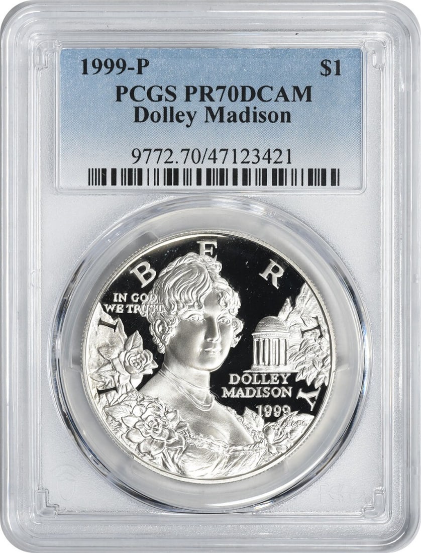 1999-P Dolley Madison Silver Dollar PR70DCAM PCGS Proof Coin (1 of 2)