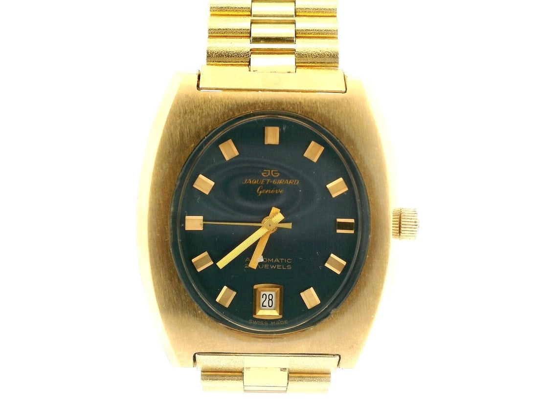 Jaquet-Girard Automatic Gold Tone Tonneau Wristwatch Ref 48723 25 Jewels (1 of 12)
