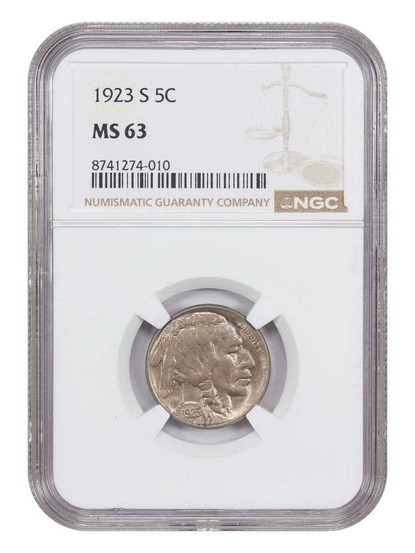 NGC MS63 1923 San Francisco Buffalo Nickel Five Cent Coin (1 of 4)