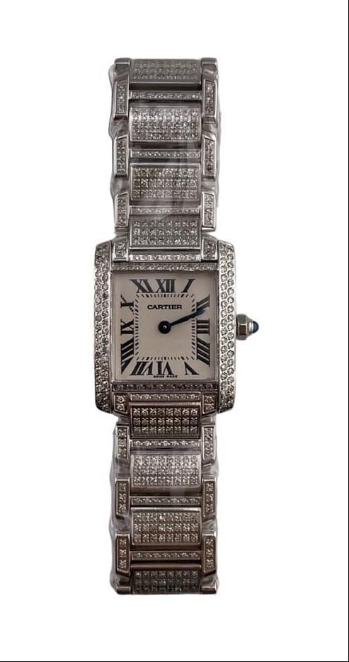Tank Francaise Ref 2384 Ladies Watch with Diamond Bezel and Bracelet White Dial (1 of 3)