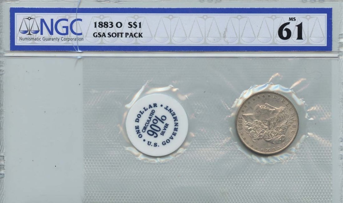 1883-O Morgan Dollar NGC MS61 Uncirculated New Orleans: 1883-O Morgan Dollar NGC MS61 Uncirculated New Orleans This 1883-O Morgan Dollar, certified by NGC with the certification number 4241819004, is graded MS61, indicating it is in uncirculated condition.