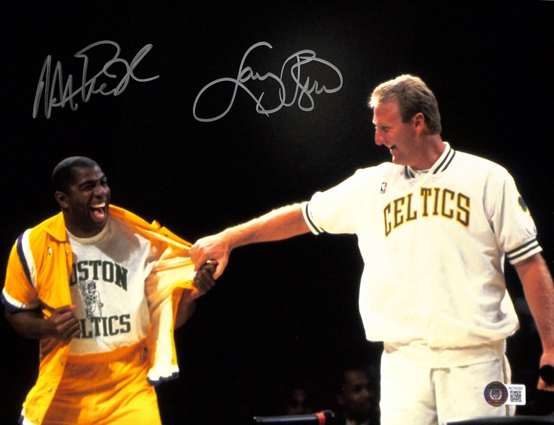 Larry Bird Magic Johnson Autographed 11x14 Photo Beckett COA (1 of 1)