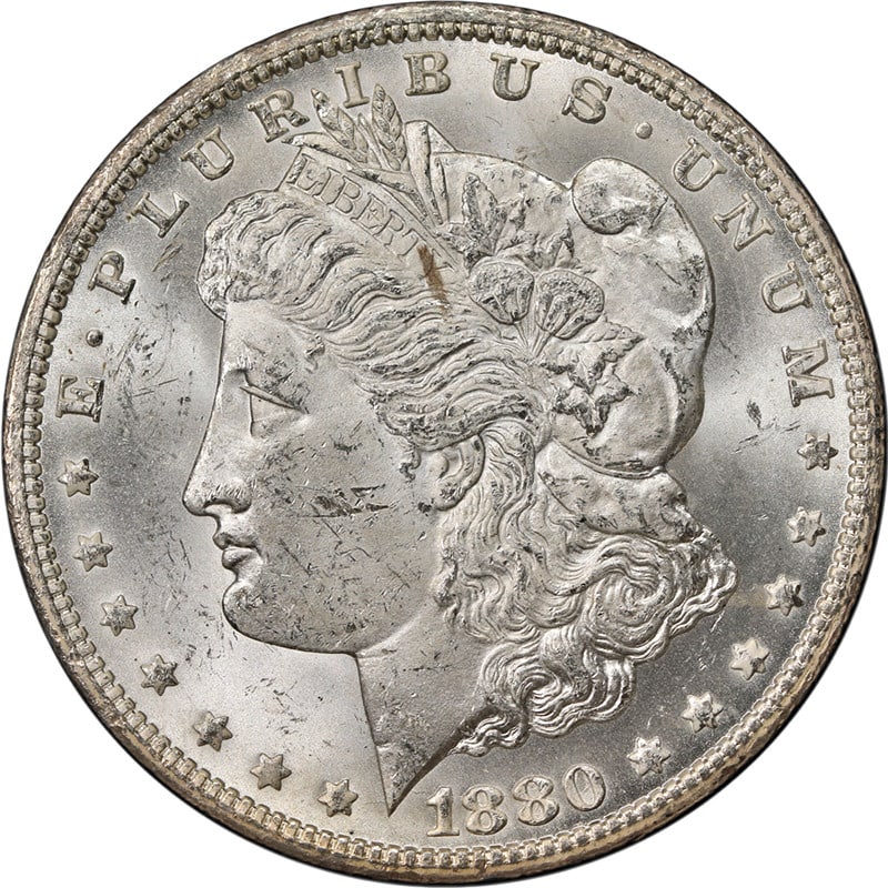 NGC MS63 1880 Over 79 Carson City Morgan Dollar VAM 4 GSA Rev of 78: NGC MS63 1880 Over 79 Carson City Morgan Dollar VAM 4 GSA Rev of 78 This 1880/79-CC GSA Morgan Silver Dollar is certified by NGC as MS63 and features the VAM 4 Reverse of 1878. Struck at the Carson Ci