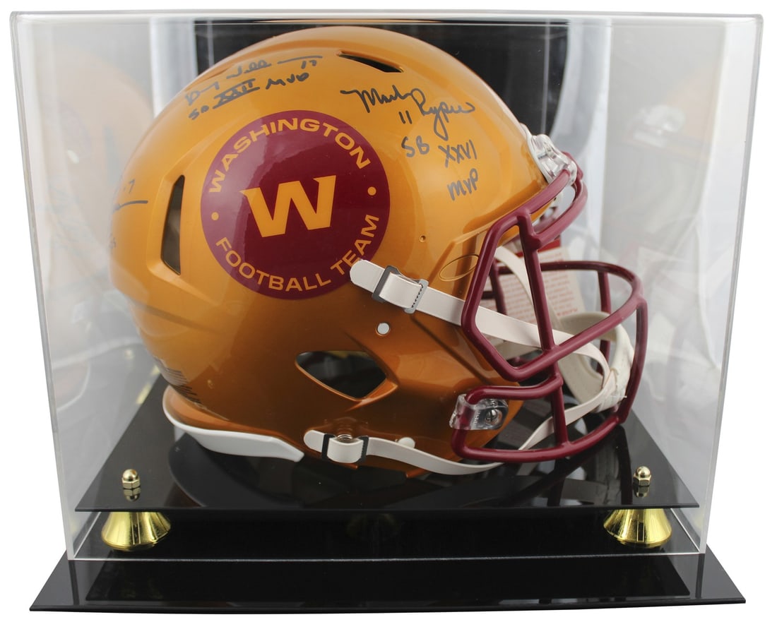 Washington Commanders Signed Flash Helmet Joe Theismann Doug Williams Mark Rypien BAS Authenticated: Washington Commanders Signed Flash Helmet Joe Theismann Doug Williams Mark Rypien BAS Authenticated This autographed full-size helmet celebrates the remarkable achievements of the Washington Commander