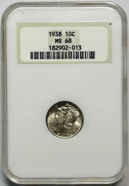 1938 Mercury Dime NGC MS68 Uncirculated Silver Coin (1 of 2)