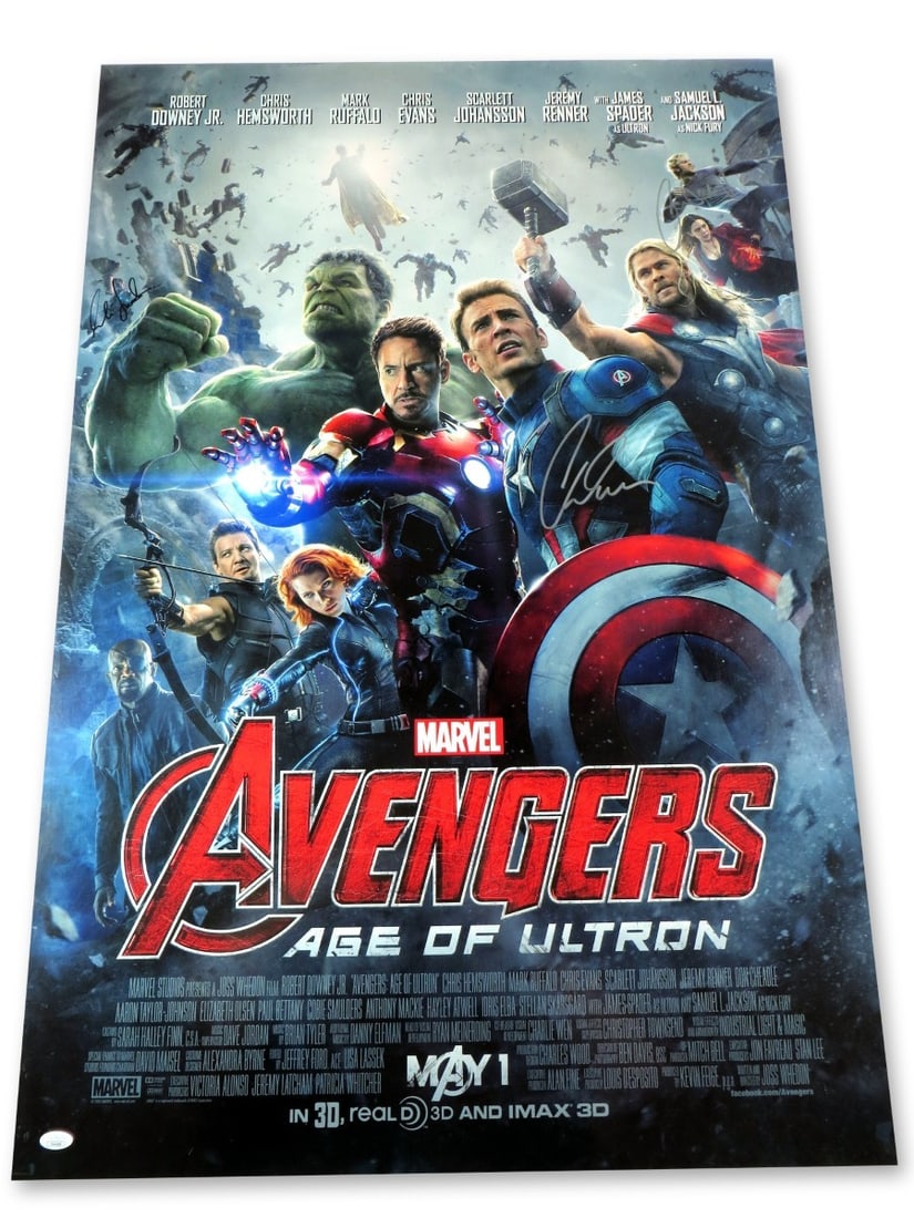 Triple Signed 27x40 Avengers Poster by Evans Smulders Taylor-Johnson JSA Authenticated (1 of 4)