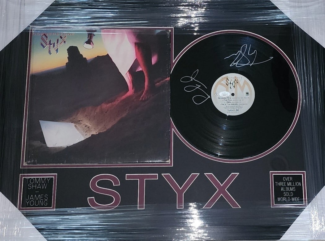 Styx Band Autographed Cornerstone Record Framed 30x22 JSA Authenticated (1 of 2)