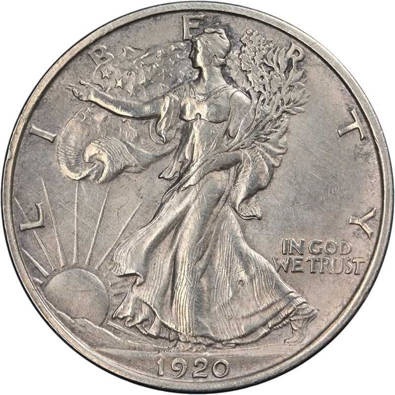 1920-S Walking Liberty Half Dollar Unc Details Silver Coin (1 of 2)