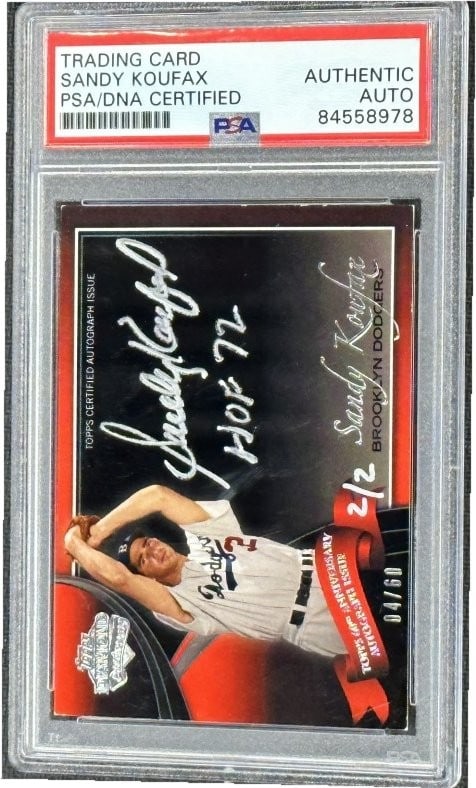 Sandy Koufax 2011 Topps Diamond Anniversary PSA 10 Auto 2 of 60: Sandy Koufax 2011 Topps Diamond Anniversary PSA 10 Auto 2 of 60 This is a 2011 Topps Diamond Anniversary 60th Edition trading card featuring Sandy Koufax, a legendary baseball player. This particular