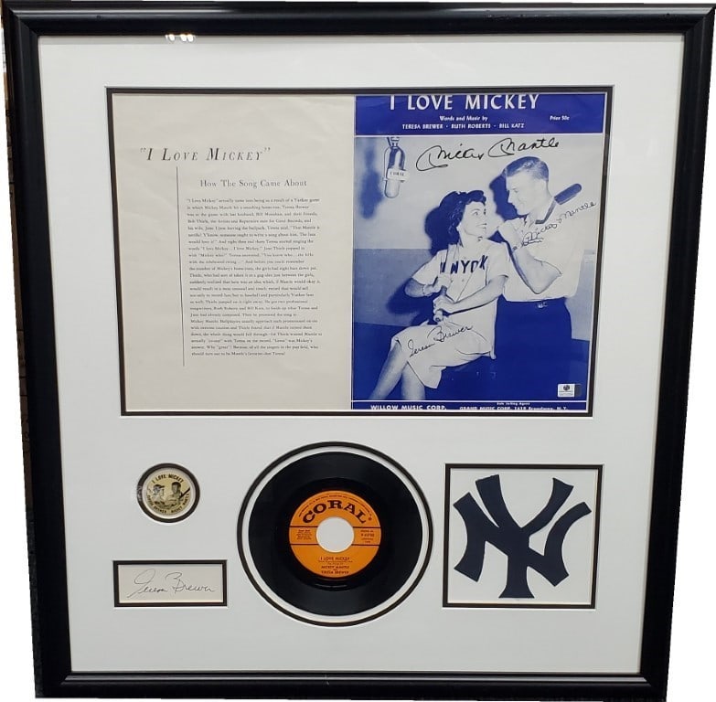 Mickey Mantle Teresa Brewer Signed Auto Display Yankees JSA Authenticated: Mickey Mantle Teresa Brewer Signed Auto Display Yankees JSA Authenticated This is a unique display featuring the legendary Mickey Mantle and singer Teresa Brewer, beautifully framed to showcase their