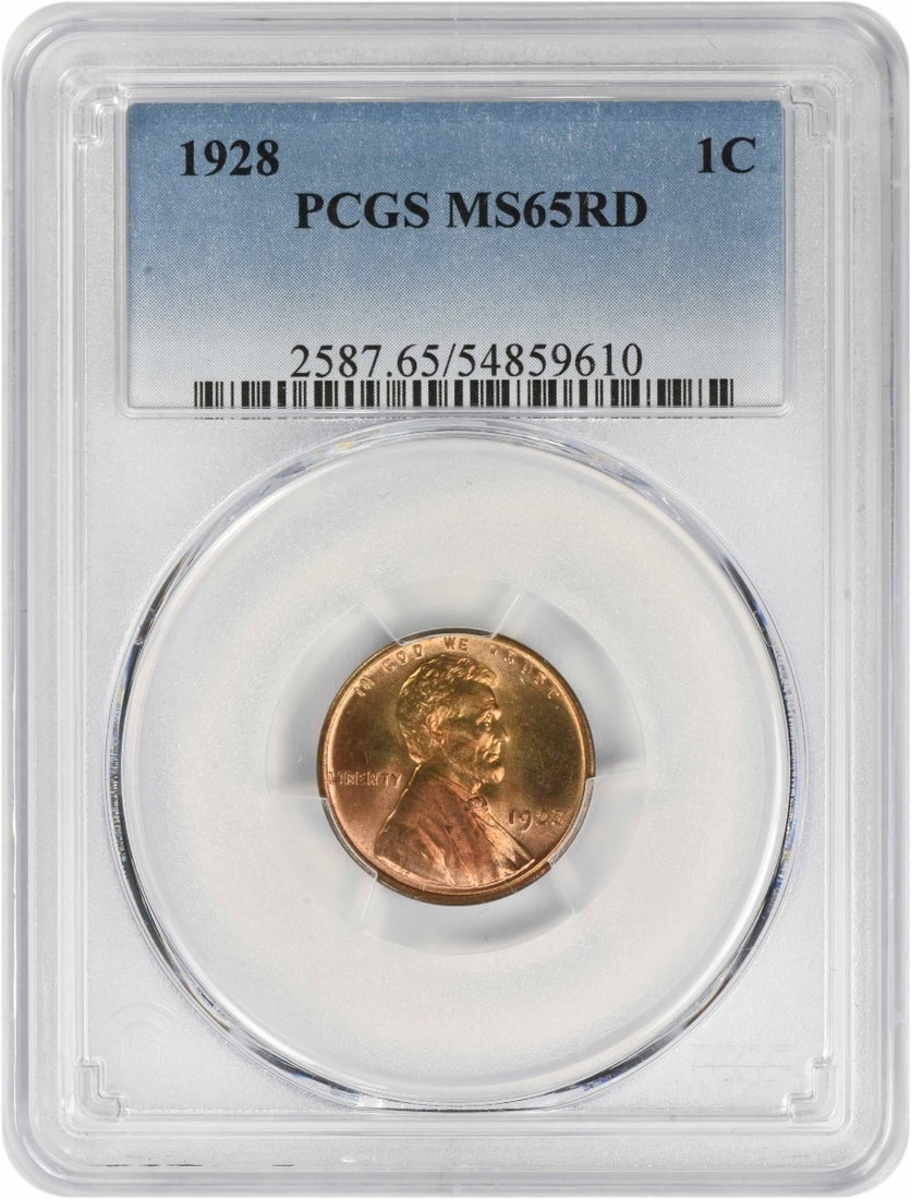 1928 Lincoln Cent MS65RD PCGS Uncirculated Wheat Design (1 of 2)