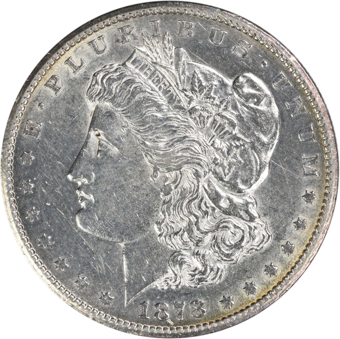 AU Carson City 1878 Morgan Dollar 90 Percent Silver Uncertified: AU Carson City 1878 Morgan Dollar 90 Percent Silver Uncertified This is an 1878-CC Morgan Silver Dollar from the United States, minted in Carson City. The coin is composed of 90% silver and 10% copper