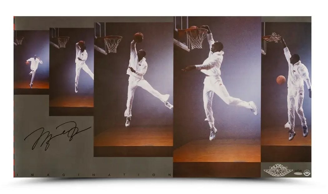 Michael Jordan Signed Limited Edition 19x35 Photo Nike Imagination #123 Upper Deck Authenticated: Michael Jordan Signed Limited Edition 19x35 Photo Nike Imagination #123 Upper Deck Authenticated Celebrate the legacy of Michael Jordan with this rare 19" x 35" autographed photo, titled "Imagination,