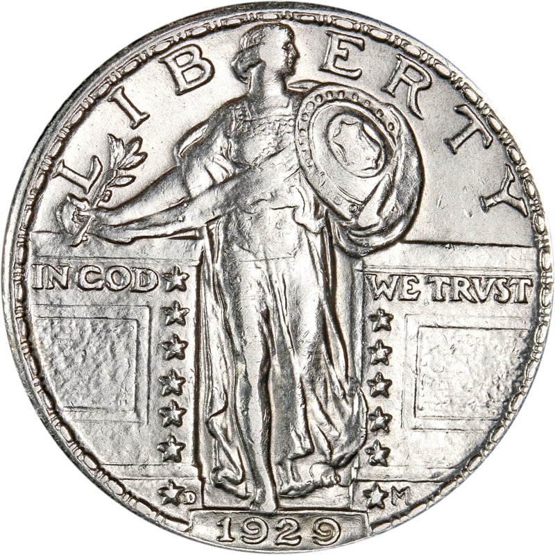 1929-D Standing Liberty Quarter 90% Silver Circulated Coin: 1929-D Standing Liberty Quarter 90% Silver Circulated Coin This 1929-D Standing Liberty Quarter is a beautifully crafted piece of numismatic history. It features a striking design that has captivated