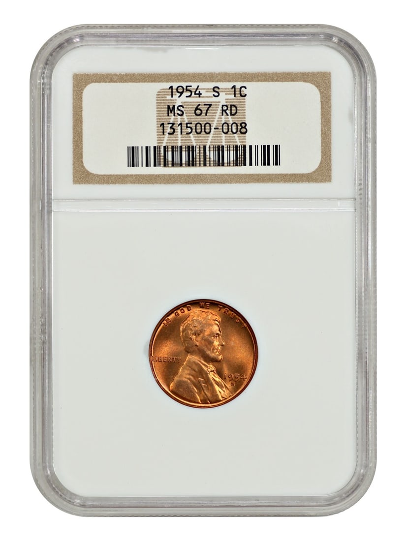 1954-S Lincoln Cent NGC MS67RD Wheat Reverse Coin (1 of 4)