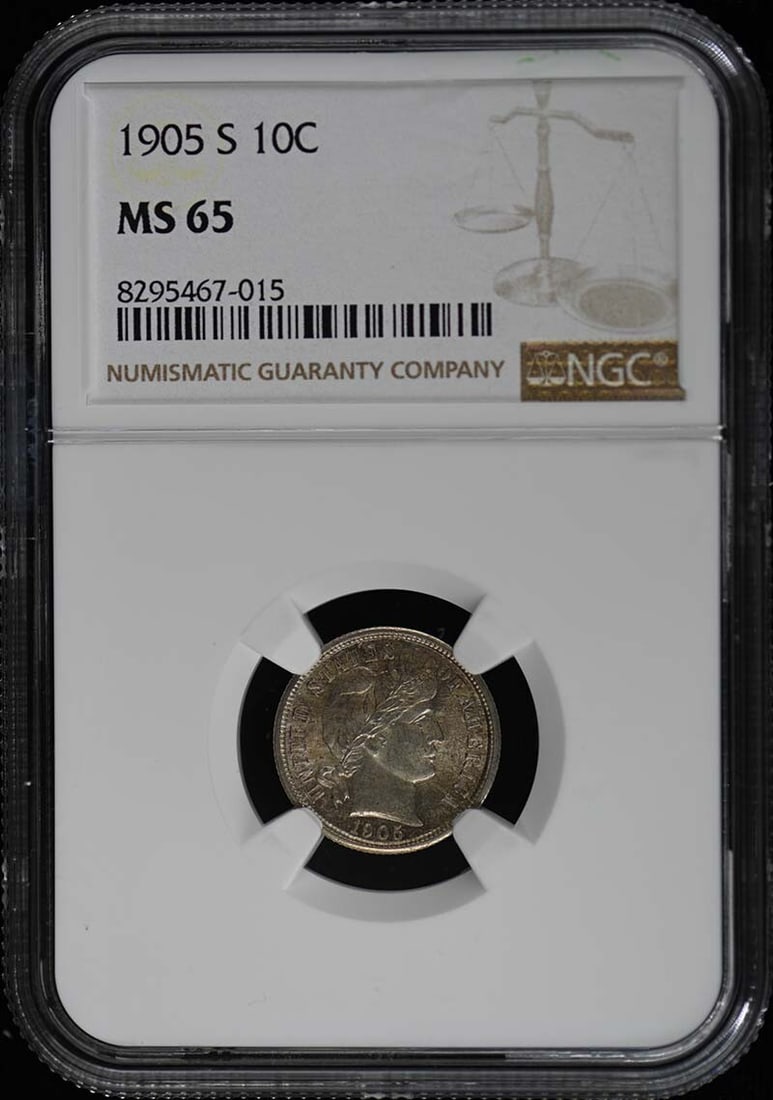 1905-S Barber Dime NGC MS65 Uncirculated Silver Coin (1 of 4)
