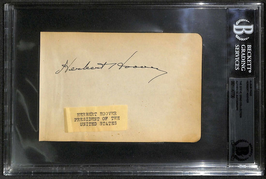 Herbert Hoover Signed Album Page with Beckett Authentication (1 of 1)