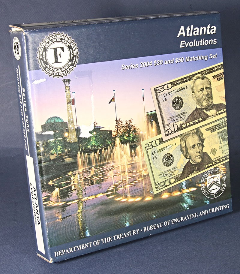 Series 2004 $20 and $50 Federal Reserve Notes Matching Set Atlanta: Series 2004 $20 and $50 Federal Reserve Notes Matching Set Atlanta Explore this Series 2004 $20 & $50 Matching Evolutions Set from the Atlanta branch, featuring serial number #EF00002182A. These Feder