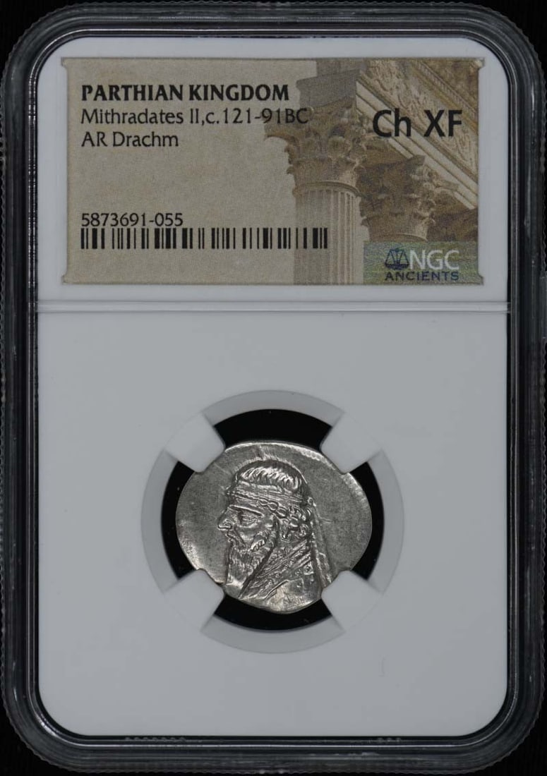 Parthian Kingdom Mithradates II Silver Drachm NGC XF45 Certified (1 of 2)