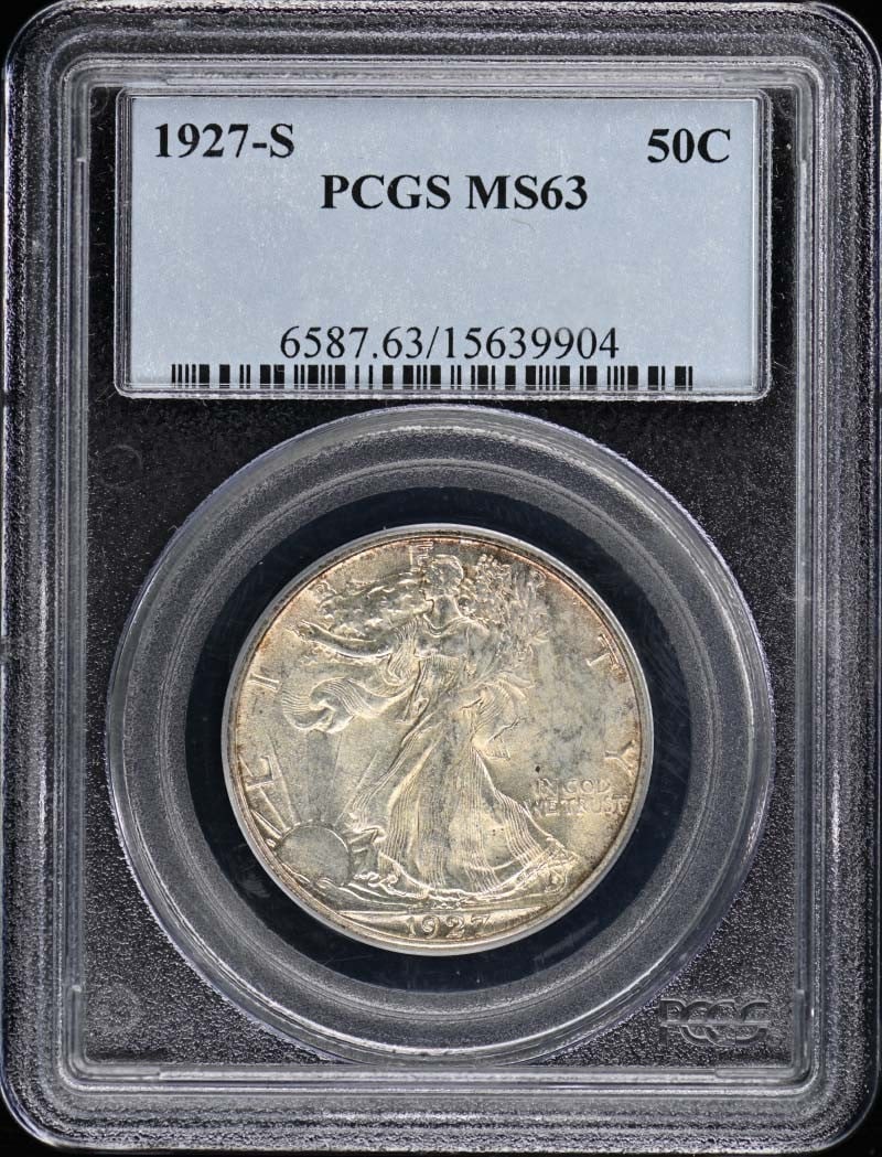 1927-S Walking Liberty Half Dollar PCGS MS63 Uncirculated: 1927-S Walking Liberty Half Dollar PCGS MS63 Uncirculated This 1927-S Walking Liberty Half Dollar is graded MS63 by PCGS, signifying its uncirculated condition. Struck at the San Francisco mint, this