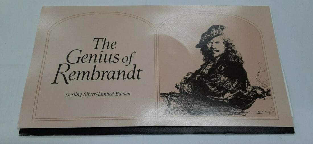 Rembrandt Genius Sterling Silver Proof Medal by Franklin Mint in Presentation Card: Rembrandt Genius Sterling Silver Proof Medal by Franklin Mint in Presentation Card This Franklin Mint Genius of Rembrandt proof medal features Rembrandt's The Presentation in the Temple. Struck in ste