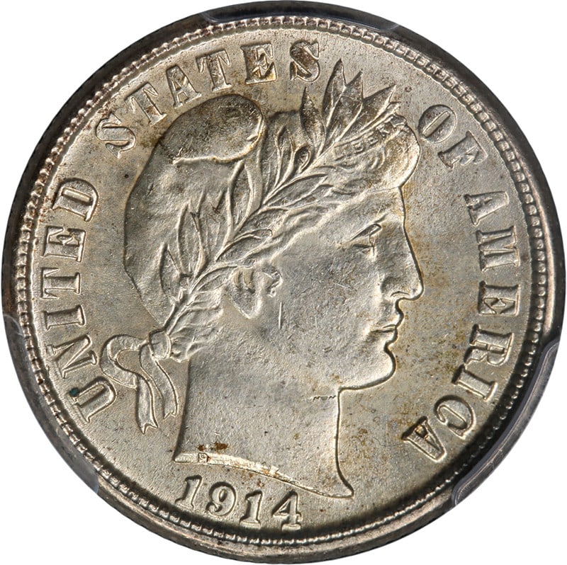 1914-S Barber Dime PCGS MS63 Silver Coin Strong Strike: 1914-S Barber Dime PCGS MS63 Silver Coin Strong Strike This stunning 1914-S Barber Dime showcases exceptional eye appeal with its fantastic luster and strong strike. Certified by PCGS with a grade of