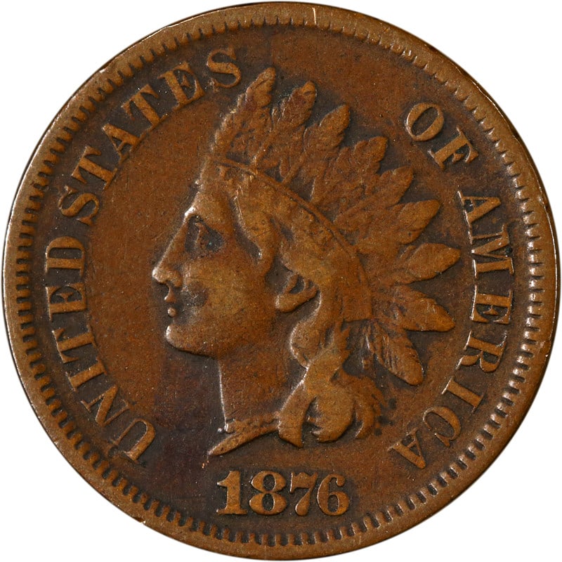 1876 Indian Cent Copper Coin Uncertified Circulated Collection (1 of 2)