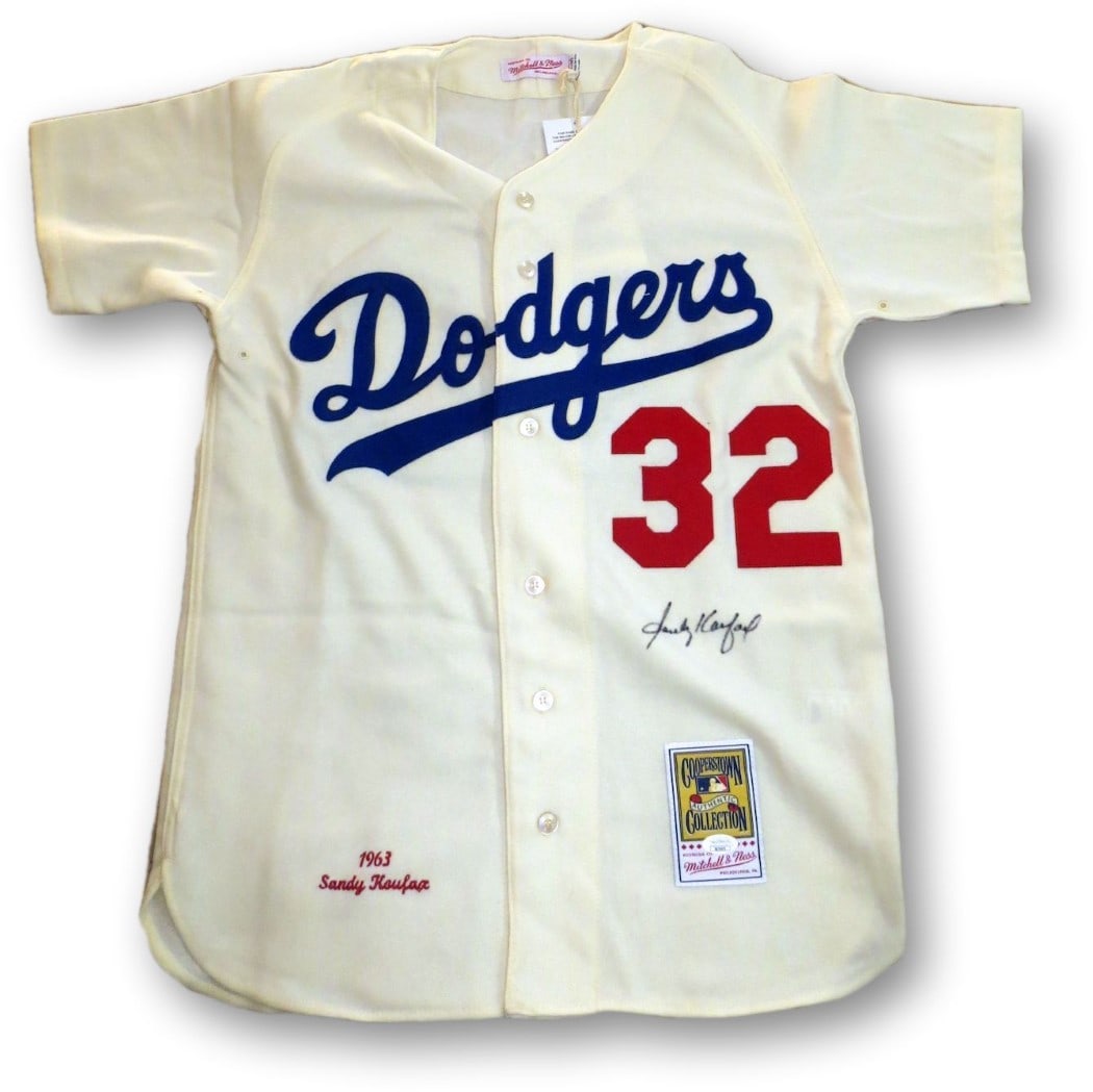 Sandy Koufax Autographed 1963 Dodgers Jersey Mitchell & Ness JSA Certified: Sandy Koufax Autographed 1963 Dodgers Jersey Mitchell & Ness JSA Certified Celebrate a piece of baseball history with this authentic signed jersey of Sandy Koufax, a legendary player for the Los Angel