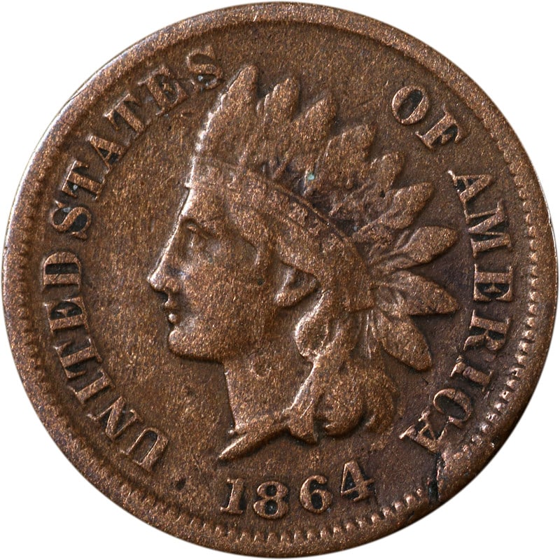 Copper 1964-L Indian Cent Circulated Coin (1 of 2)