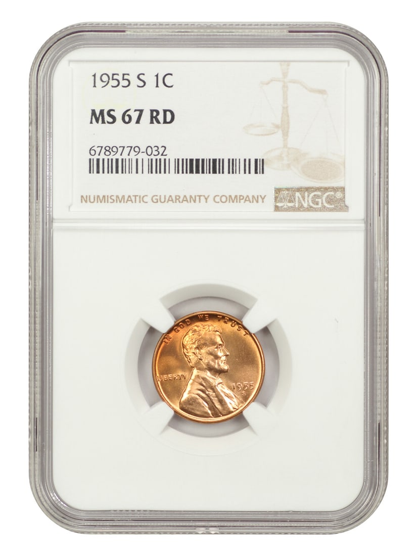1955-S Lincoln Cent NGC MS67RD Uncirculated Wheat Reverse (1 of 4)