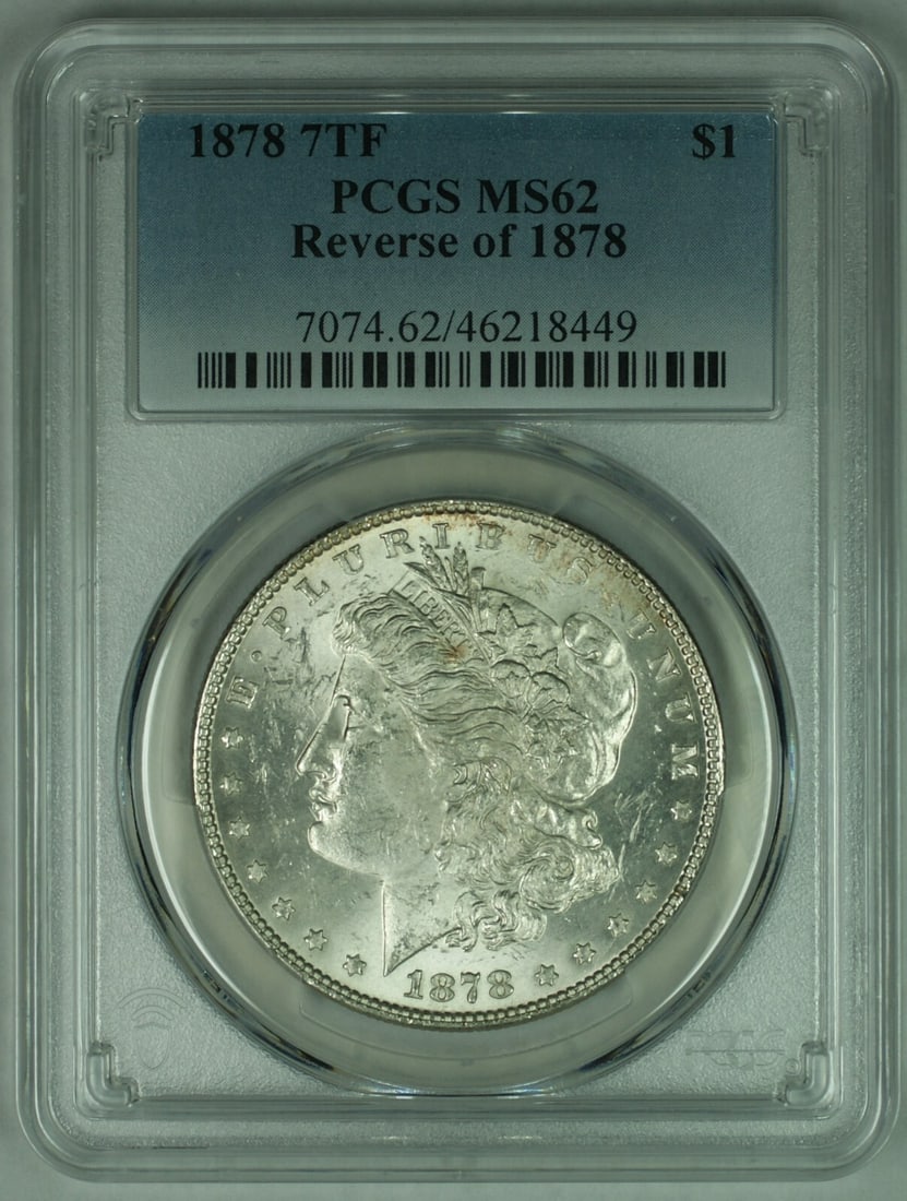 Set of 25 PCGS MS-62 1878 Morgan Dollars 7 Tail Feathers Reverse: Set of 25 PCGS MS-62 1878 Morgan Dollars 7 Tail Feathers Reverse This 1878 Morgan Silver Dollar features the 7 Tail Feathers Reverse of 1878 design and was struck at the Philadelphia Mint. The coin is