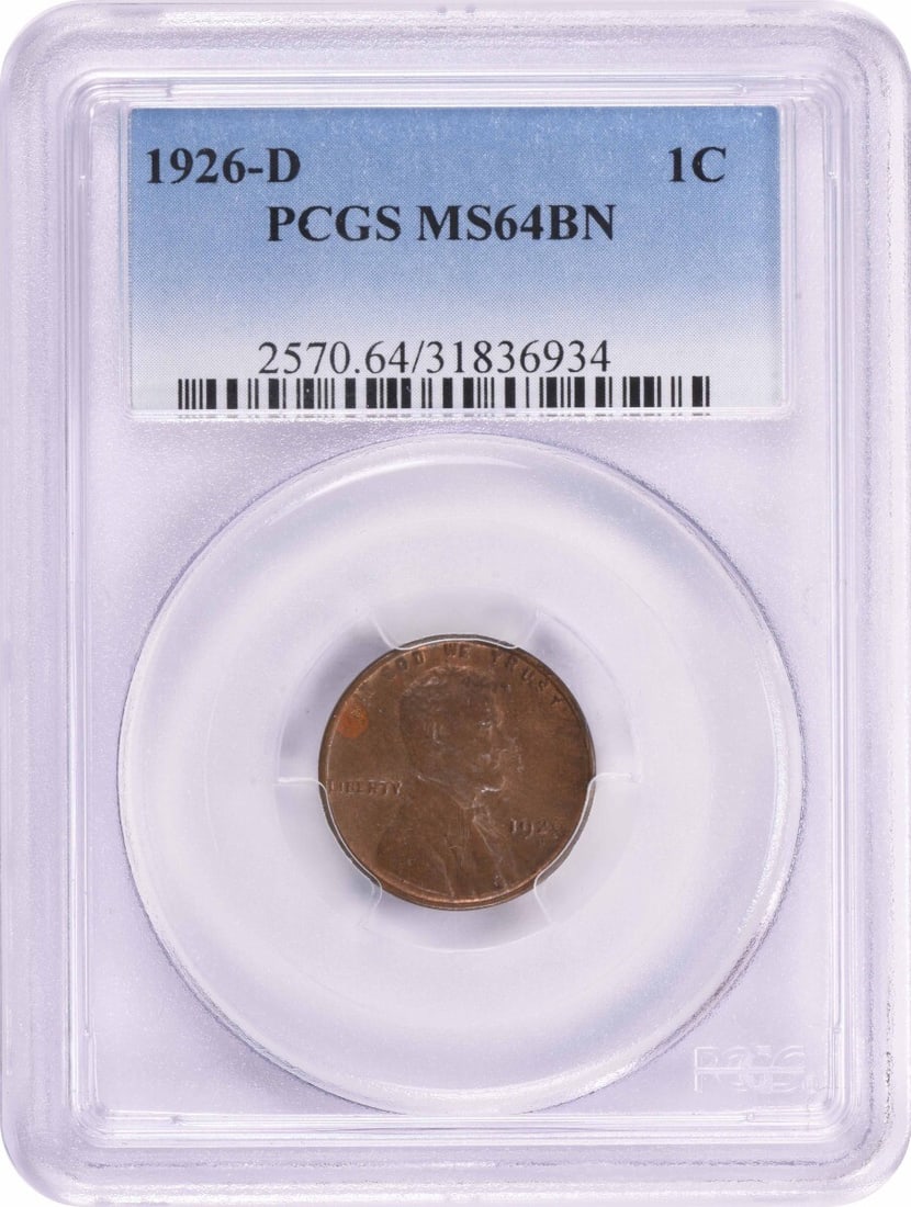 PCGS MS64BN 1926-D Lincoln Wheat Cent Copper Coin (1 of 2)