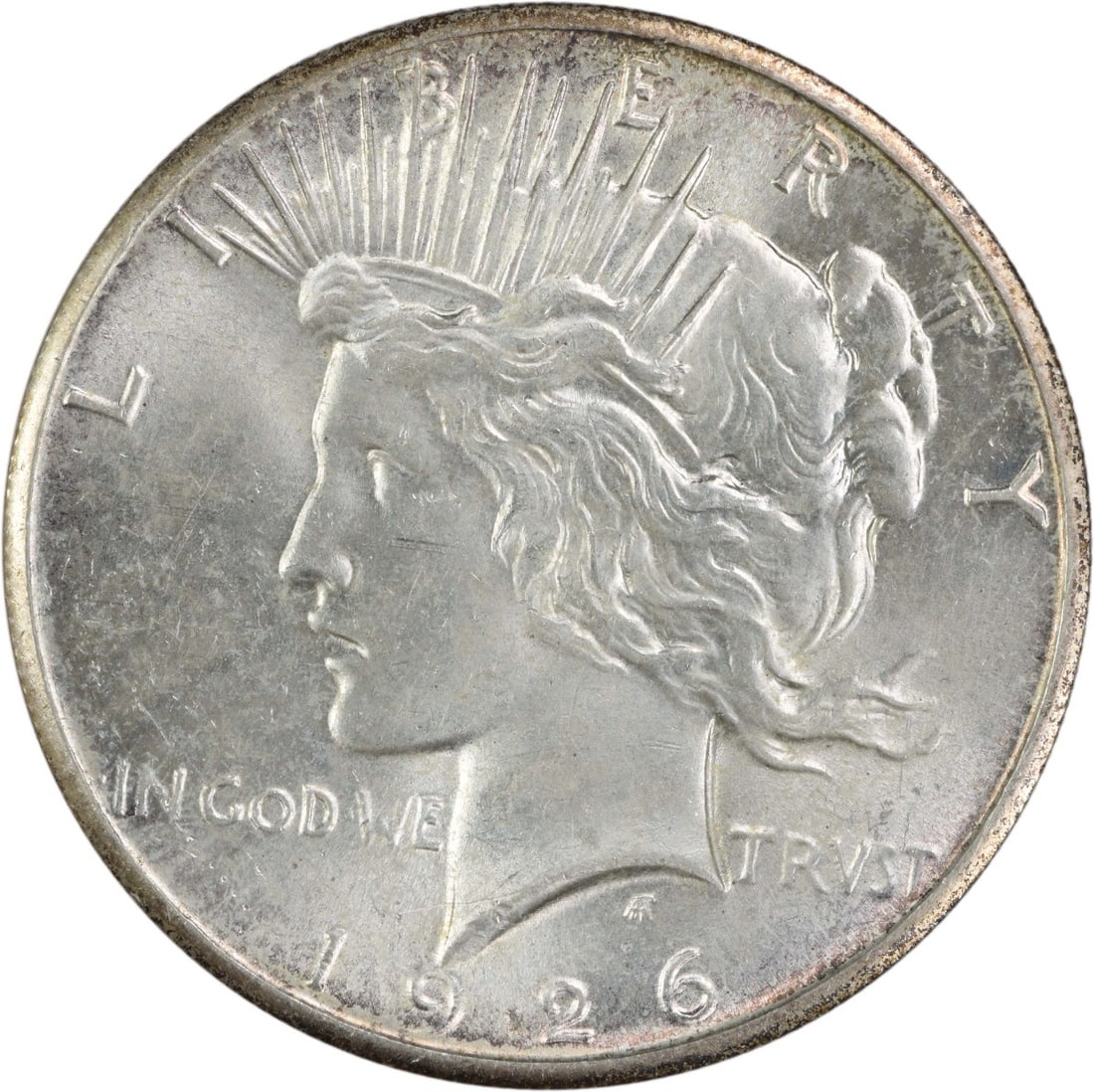 1926 Peace Silver Dollar Choice BU Uncertified Coin: 1926 Peace Silver Dollar Choice BU Uncertified Coin This 1926 Peace Silver Dollar is an exceptional choice for collectors, featuring a beautiful uncirculated finish. With no mint mark, this coin is pa