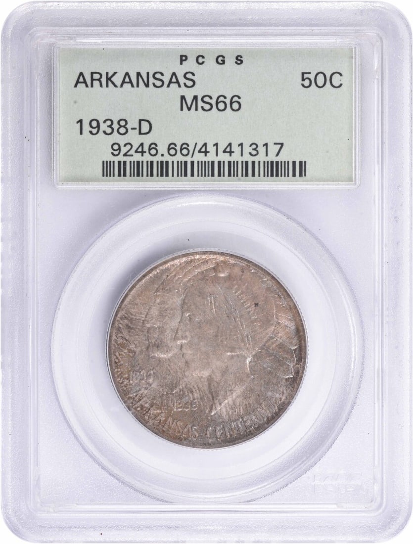 1938-D Arkansas Commemorative Silver Half Dollar MS66 PCGS (1 of 2)
