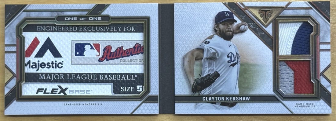 Clayton Kershaw 2021 Topps Triple Threads 1/1 Game Used Laundry Tag Booklet: Clayton Kershaw 2021 Topps Triple Threads 1/1 Game Used Laundry Tag Booklet This unique collectible features a Clayton Kershaw 2021 Topps Triple Threads MLB Laundry Tag Game Used Booklet card, showcas