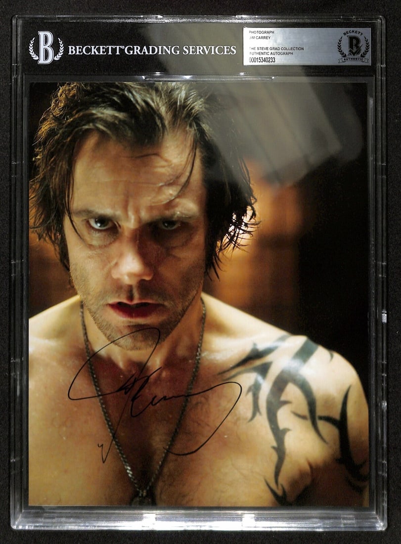 Jim Carrey Signed 8x10 Photograph Number 23 Beckett Authenticated: Jim Carrey Signed 8x10 Photograph Number 23 Beckett Authenticated This is an autographed 8x10 color photograph of Jim Carrey as Walter Sparrow from the movie Number 23. The photograph is signed in bla