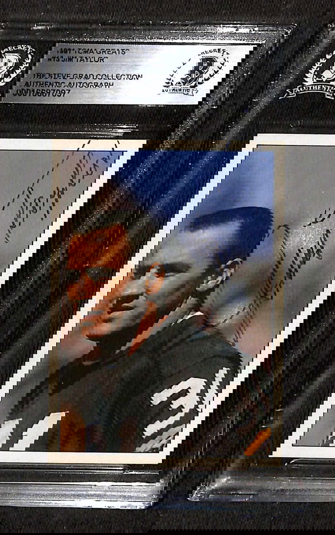 1981 TCMA Football Greats Jim Taylor Signed Card Beckett Authenticated: 1981 TCMA Football Greats Jim Taylor Signed Card Beckett Authenticated This is an original autographed 1981 TCMA Football Greats #13 card featuring Jim Taylor, a legendary member of the Green Bay Pack