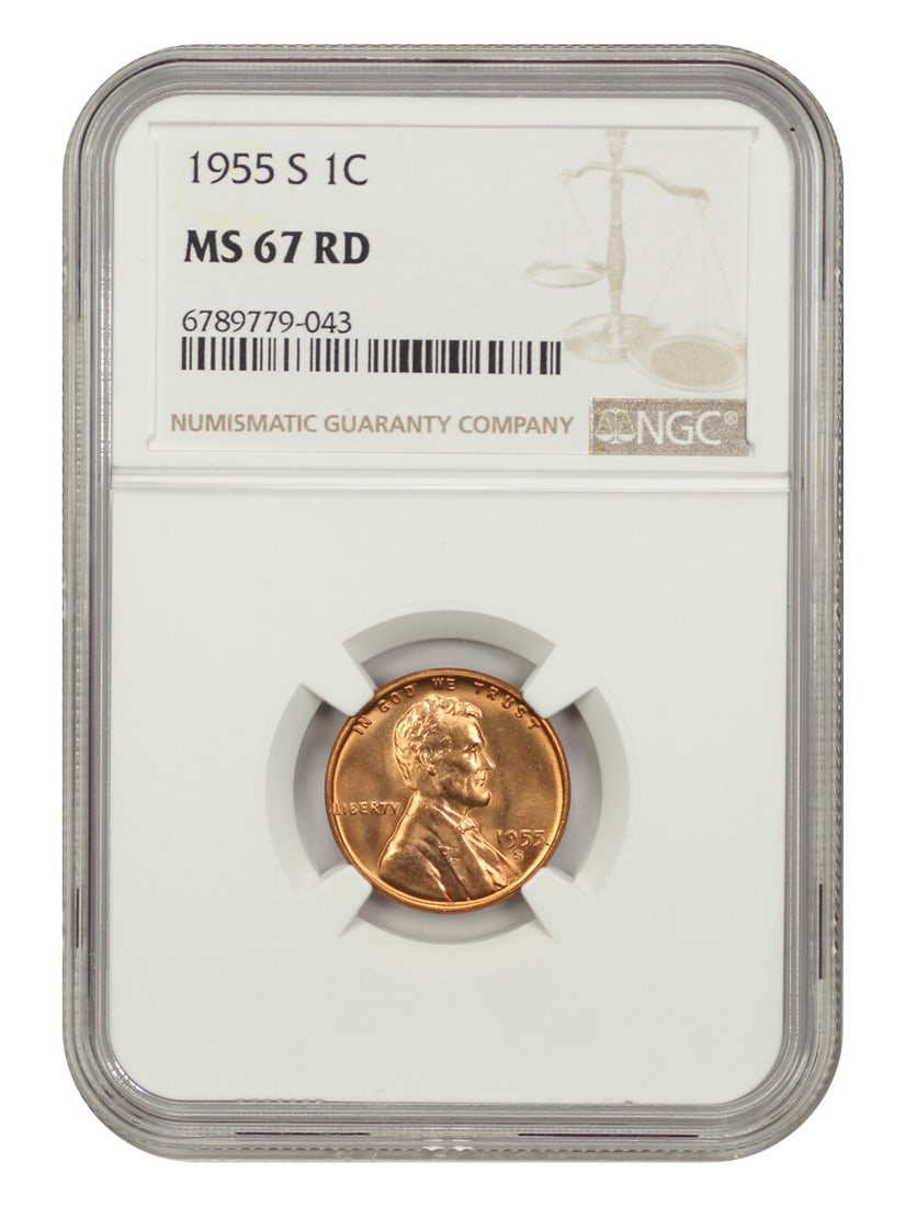 1955-S Lincoln Cent NGC MS67RD Uncirculated Wheat Reverse (1 of 4)