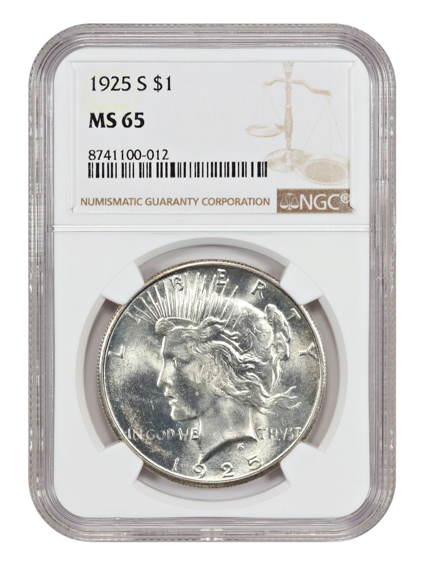 NGC MS65 1925-S Peace Silver Dollar Certified Uncirculated Scarce Issue (1 of 4)