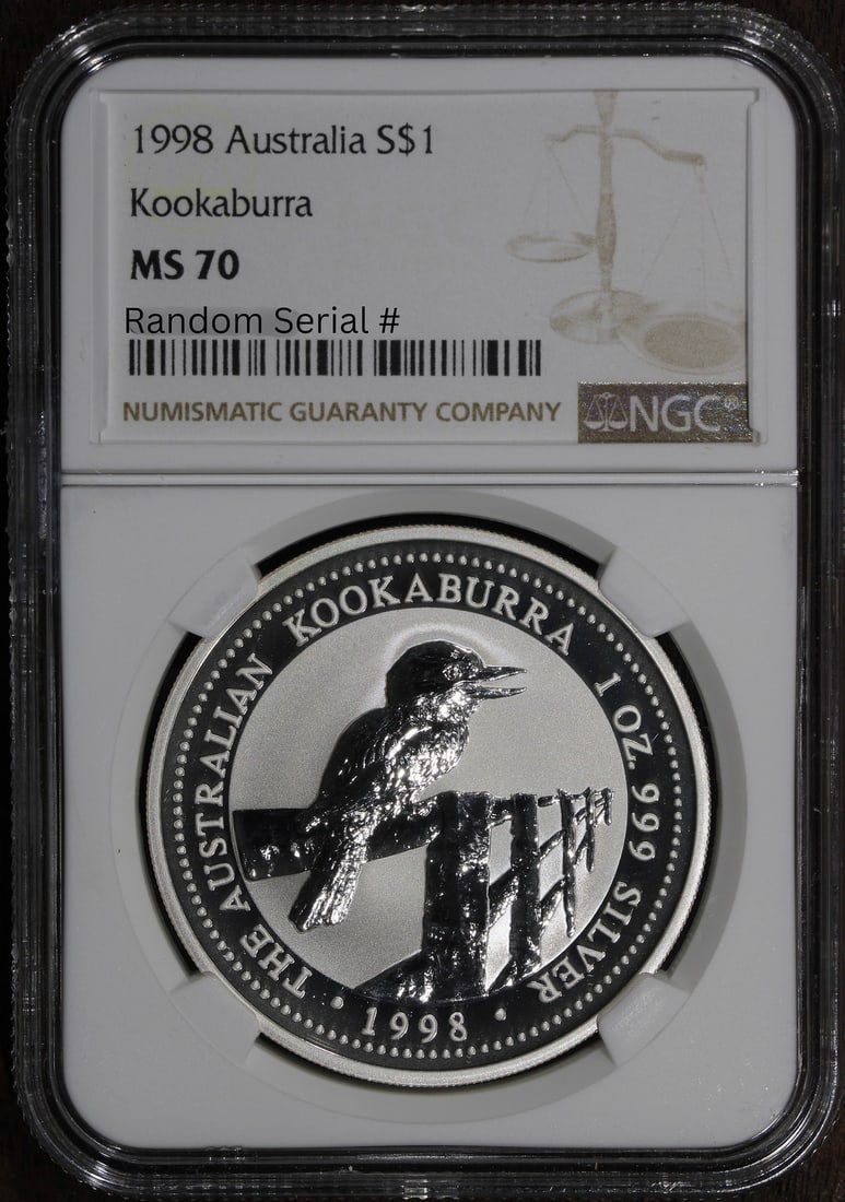 1998 MS70 1 oz Silver Australian Kookaburra Coin NGC Certified (1 of 2)