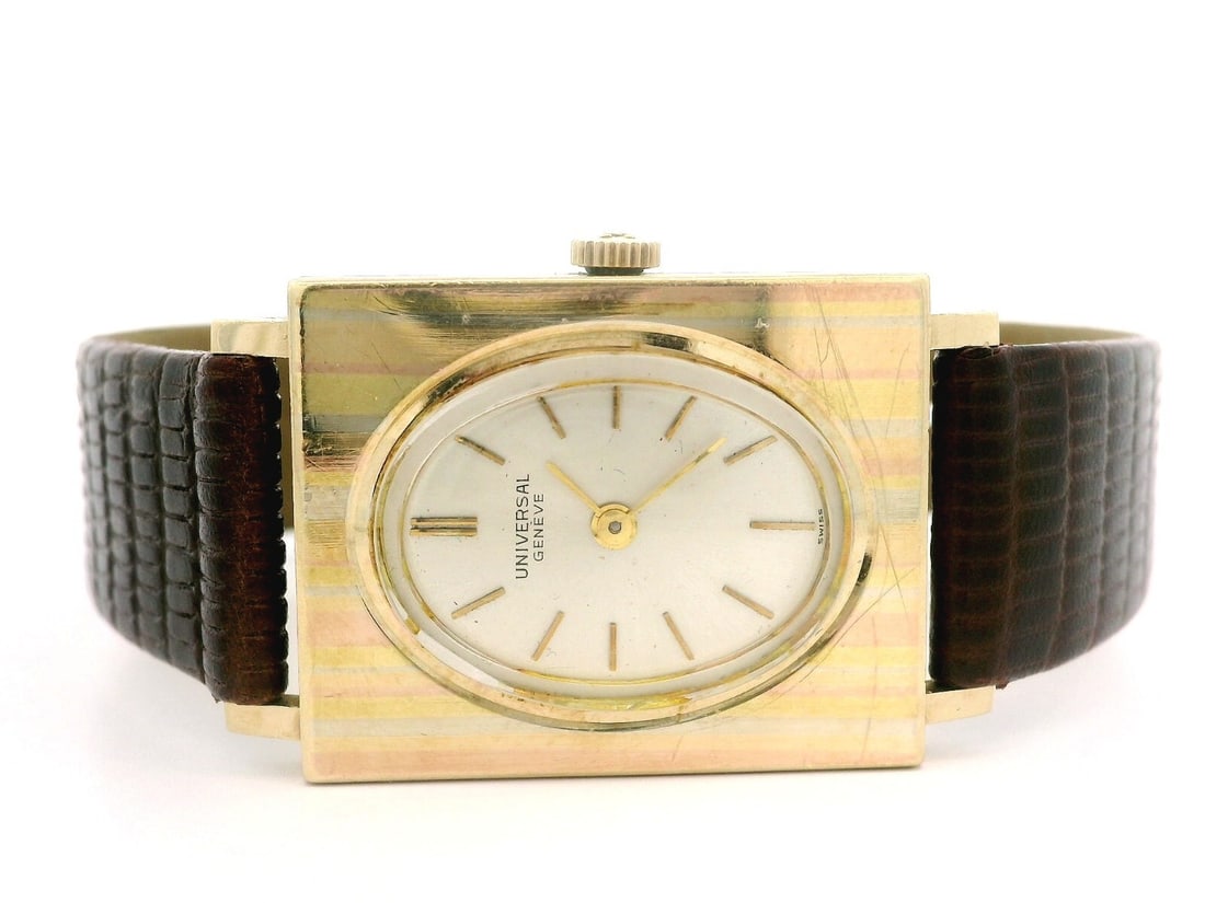 Vintage Universal Geneve 14k Gold 22mm Rectangular Mechanical Watch Cal 820 - 4