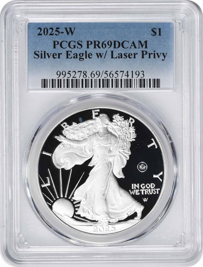 2025 West Point PCGS PR69DCAM American Silver Eagle Laser Privy Proof Dollar (1 of 2)