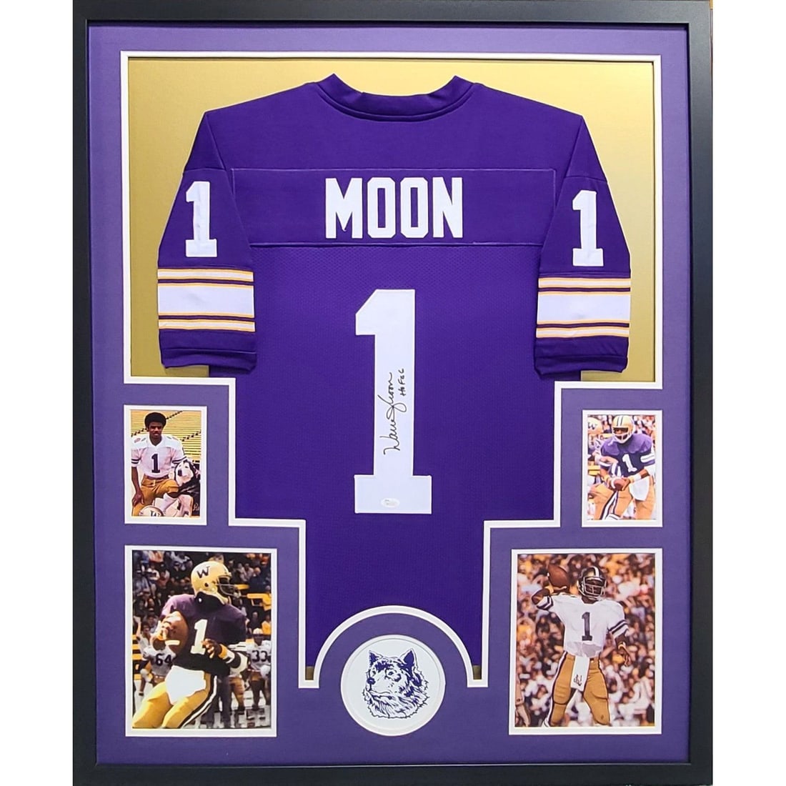 Warren Moon Autographed Framed Jersey JSA Certified Washington Huskies (1 of 3)