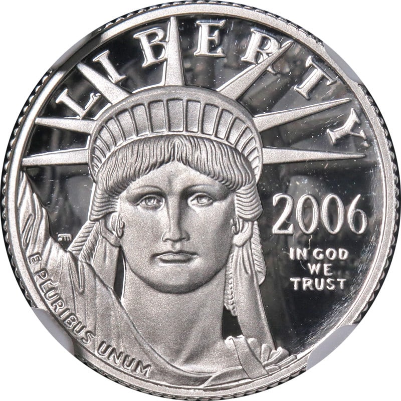 NGC PF70 Ultra Cameo 2006-W $10 Platinum Eagle Brown Label Coin: NGC PF70 Ultra Cameo 2006-W $10 Platinum Eagle Brown Label Coin This 2006-W Platinum American Eagle $10 coin is certified by NGC as PF70 Ultra Cameo with a Brown Label. Struck in 0.9995 fine platinum,