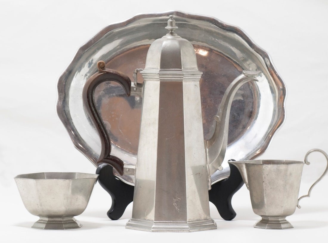 Vintage Gorham Octette Pewter Coffee Set with Aluminum Tray RWP (1 of 5)