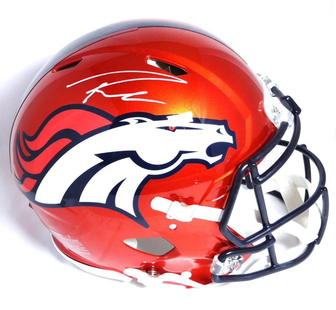 Russell Wilson Signed Denver Broncos Flash Speed Authentic Helmet: Russell Wilson Signed Denver Broncos Flash Speed Authentic Helmet This authentic Denver Broncos Flash Speed helmet is signed by quarterback Russell Wilson, making it a perfect collectible for any foot
